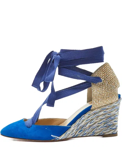 Pre-owned Christian Louboutin Suede Wedge Pumps