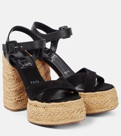 Christian Louboutin Super Calakala Suede Platform Sandals In Black