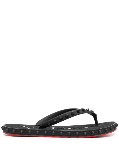 Christian Louboutin Studded Rubber Sole Open Toe Sandals In Black