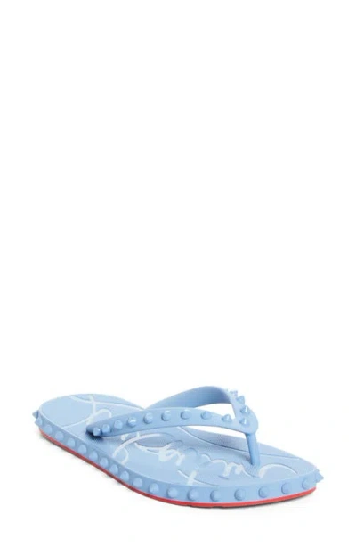 Christian Louboutin Super Loubi Flip Flop In Blue