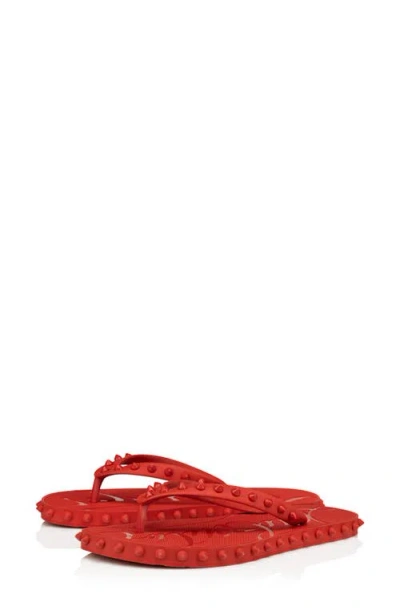 Christian Louboutin Super Loubi Flip Flop In Red