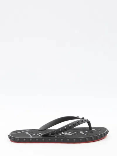 Christian Louboutin Super Loubi Flip Flops In Black