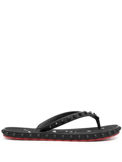 Christian Louboutin Super Loubi Rubber Flip Flop In Black