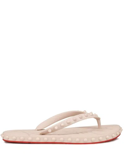 Christian Louboutin Super Loubi Flip Flops In White