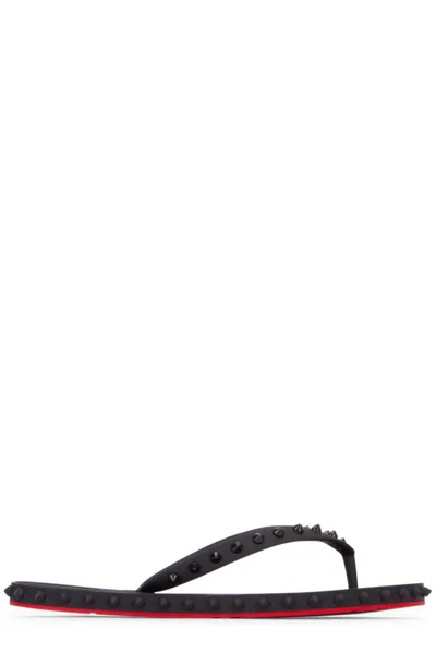 Christian Louboutin Super Loubi Spike-embellished Flip-flops In Black