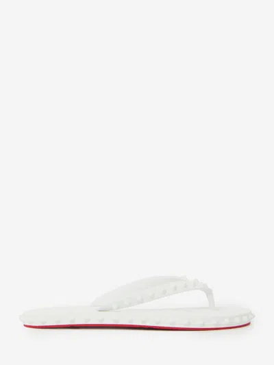 Christian Louboutin Super Loubi Flip Slide Sandals In White