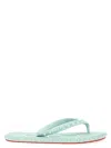 Christian Louboutin Loubi Donna Spike Red Sole Flip Flops In Light Blue