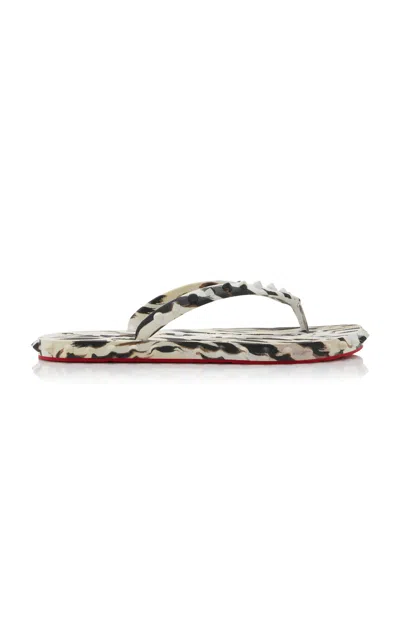 CHRISTIAN LOUBOUTIN SUPER LOUBI STUDDED RUBBER FLIP FLOP SANDALS