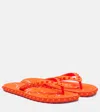 Christian Louboutin Loubi Donna Spike Red Sole Flip Flops In Orange