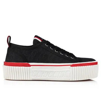 Christian Louboutin Super Pedro Monogram Red Sole Sneakers In Black