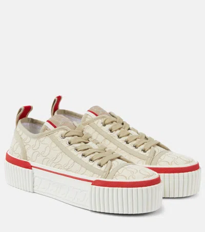 Christian Louboutin Super Pedro Cl Platform Sneakers In Beige