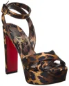 Christian Louboutin Supermariza 130mm Leopard-print Satin Sandals In Brown