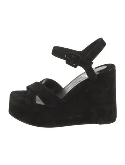 Pre-owned Christian Louboutin Supramariza 130 Suede Slingback Sandals In Black