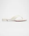 Christian Louboutin Sweet Jane Leather Red Sole Thong Sandals In White