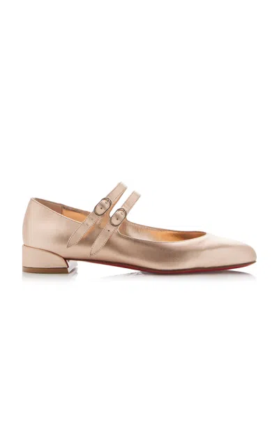Christian Louboutin Sweet Jane Metallic-leather Flats In Pink