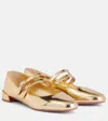 Christian Louboutin Sweet Jane Mirrored Leather Mary Jane Flats In Gold