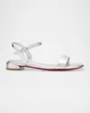 Christian Louboutin Sweet Jane Red Sole Metallic Sandals In Silver