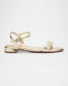Christian Louboutin Sweet Jane Red Sole Ankle-strap Sandals In Silverlin Silver