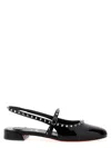 Christian Louboutin Sweet Janispikes Studded Patent-leather Slingback Flats