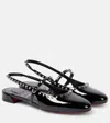 Christian Louboutin Sweet Janispikes Studded Patent-leather Slingback Flats In Schwarz