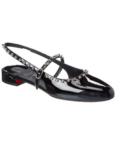 Christian Louboutin Sweet Janispikes Patent Slingback Flat In Black