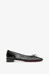 Christian Louboutin Sweetie Jane 20 Patent Leather-trimmed Fishnet Ballet Flats In Black