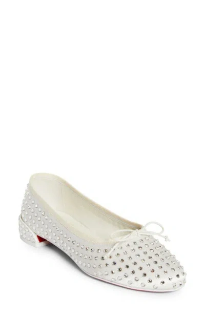 Christian Louboutin Sweetie Jane Crystal Embellished Ballerina Flat In Version Ivory
