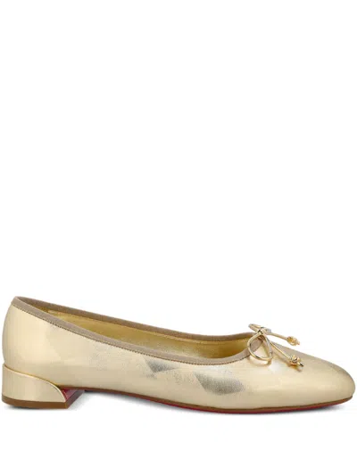 Christian Louboutin Sweetie Jane Leather Round Toe Ballets In Gold