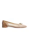 Christian Louboutin Sweetie Jane 20 Patent Leather-trimmed Crocheted Ballet Flats In Beige