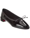Christian Louboutin Almond Toe Bow Detail Patent Leather Ballerina Shoes In Black