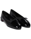 Christian Louboutin Almond Toe Bow Detail Patent Leather Ballerina Shoes In Black