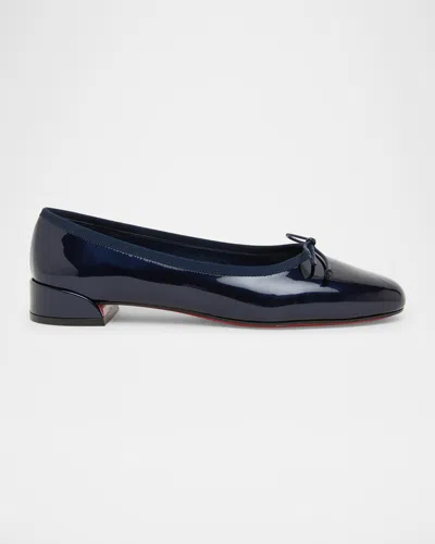 Christian Louboutin Sweetie Jane Patent Red Sole Ballerina Flats In Black
