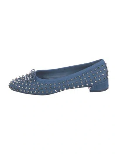 Pre-owned Christian Louboutin Sweetie Jane Spike Accents Ballet Flats In Blue