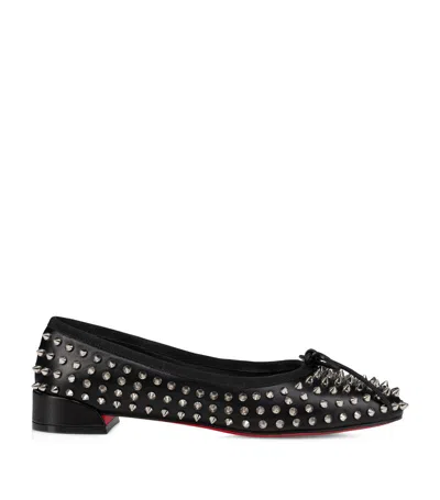 Christian Louboutin Sweetie Jane Spiked Leather Ballerinas In Black/sv/lin Black