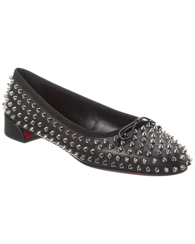 Christian Louboutin Sweetie Jane Spiked Leather Ballerinas In Black/sv/lin Black