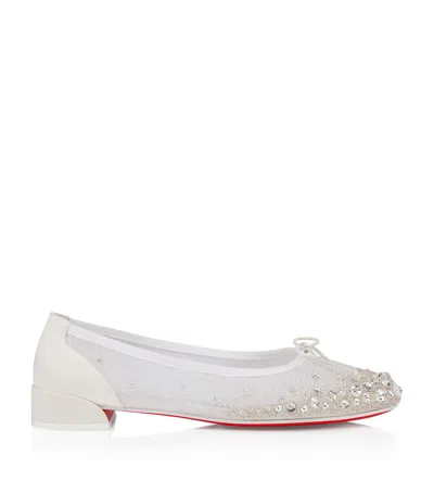 Christian Louboutin Sweetie Jane Strass Ballet Flats In White