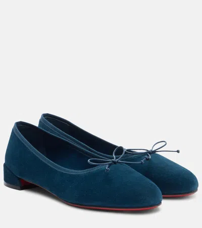 Christian Louboutin Sweetie Jane Suede Ballet Flats In Blue