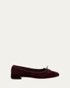 Christian Louboutin Sweetie Jane Suede Bow Red Sole Ballerina Flats In Burgundy