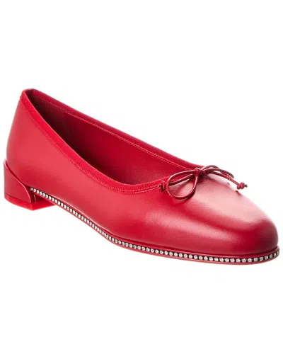 Christian Louboutin Sweetie Strass Leather Ballerina Flat In Red