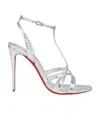 Christian Louboutin Tangueva Alta 100 Metallic Snake-effect Leather Sandals In White