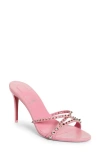 Christian Louboutin Tatoosh Spikes Red Sole Slide Sandals In Calipso