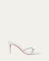 Christian Louboutin Tatoosh Spikes Red Sole Slide Sandals In Bianco