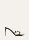 Christian Louboutin Tatoosh Spikes Red Sole Slide Sandals In Black