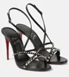 Christian Louboutin Tatooshka Spikes Red Sole Ankle-strap Sandals In Schwarz