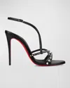 Christian Louboutin Tatooshka Spikes Red Sole Ankle-strap Sandals In Black
