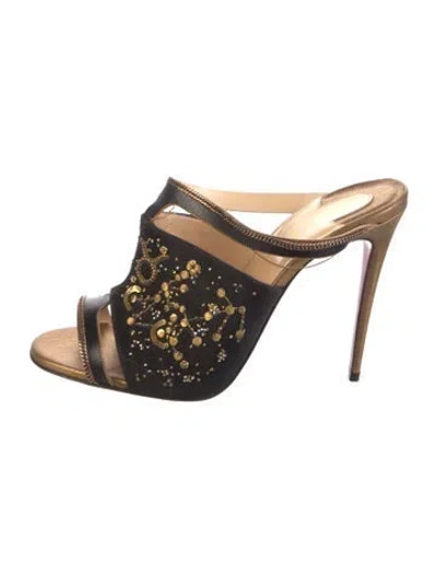 Pre-owned Christian Louboutin Taurus Suede Slides In Black