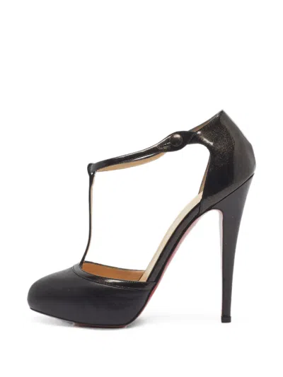 Pre-owned Christian Louboutin T-bar Platform Pumps In Black