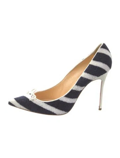 Pre-owned Christian Louboutin Terry Cloth Striped Pumps In Blue