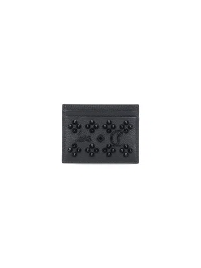 Christian Louboutin Textured Black Leather Cardholder With Metallic Logo