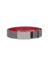 Christian Louboutin Textured Grey Leather Belt With Silver Studs In Gray